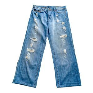 BLANK NYC Distressed Mid Rise Crop Jean Medium Wash Denim Womens Size 30